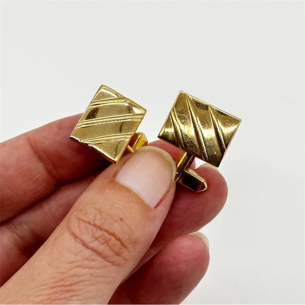 Vintage Swank Gold Tone Rectangle Cufflinks